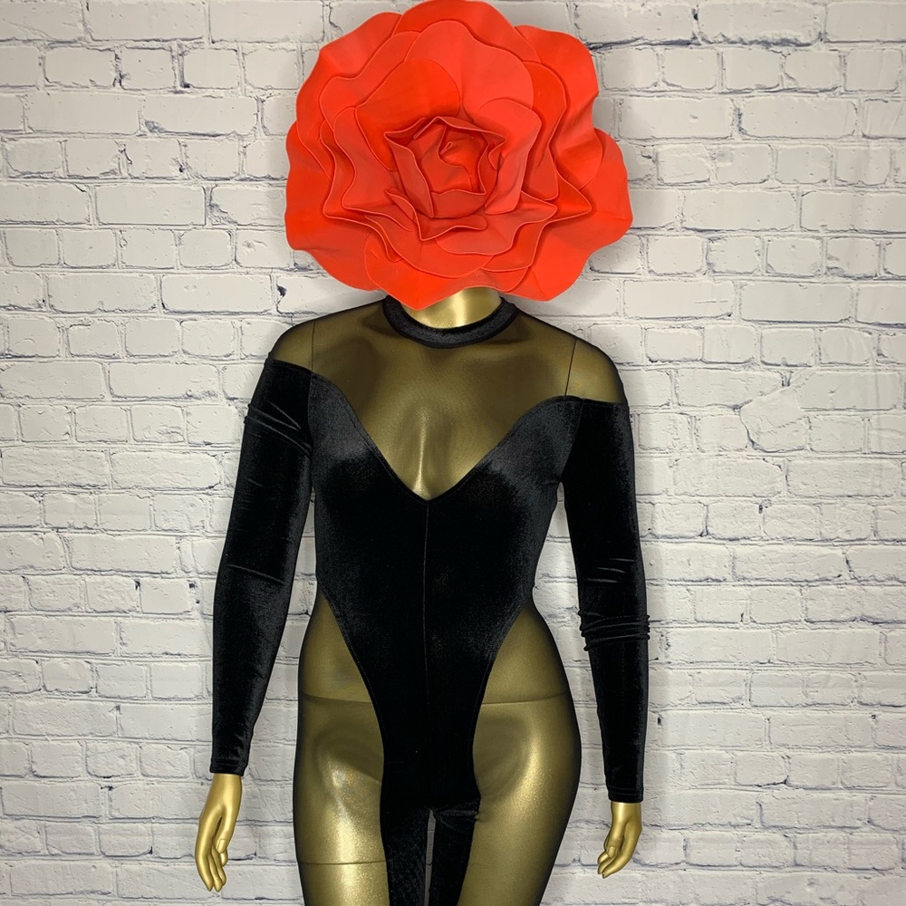 Suede/Mesh Jumpsuit - Picture 2 of 2